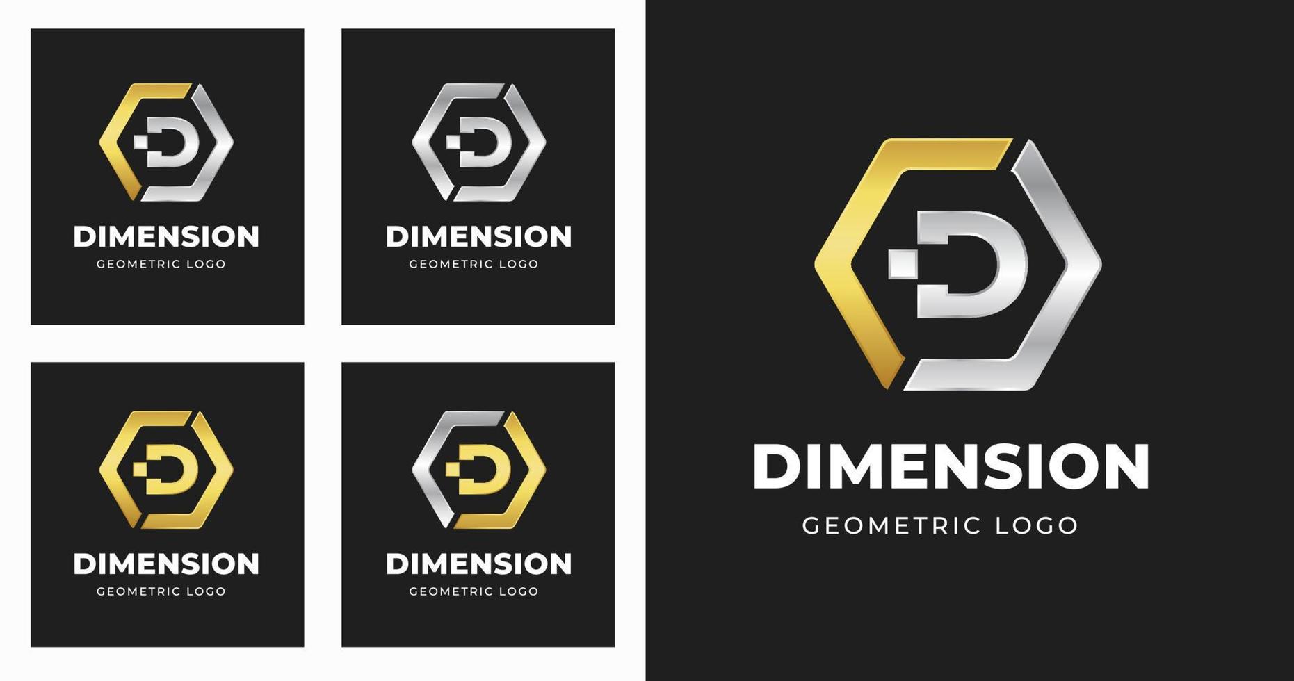 plantilla de diseño de logotipo de letra d con estilo de forma geométrica de lujo vector