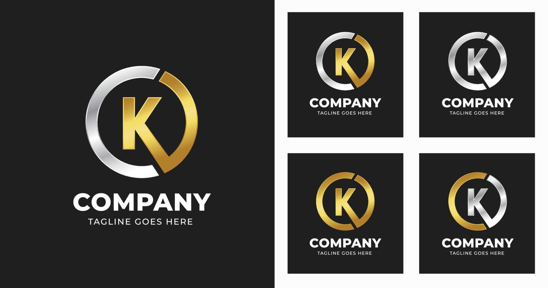 Letter K logo design template with luxury circle shape style vector