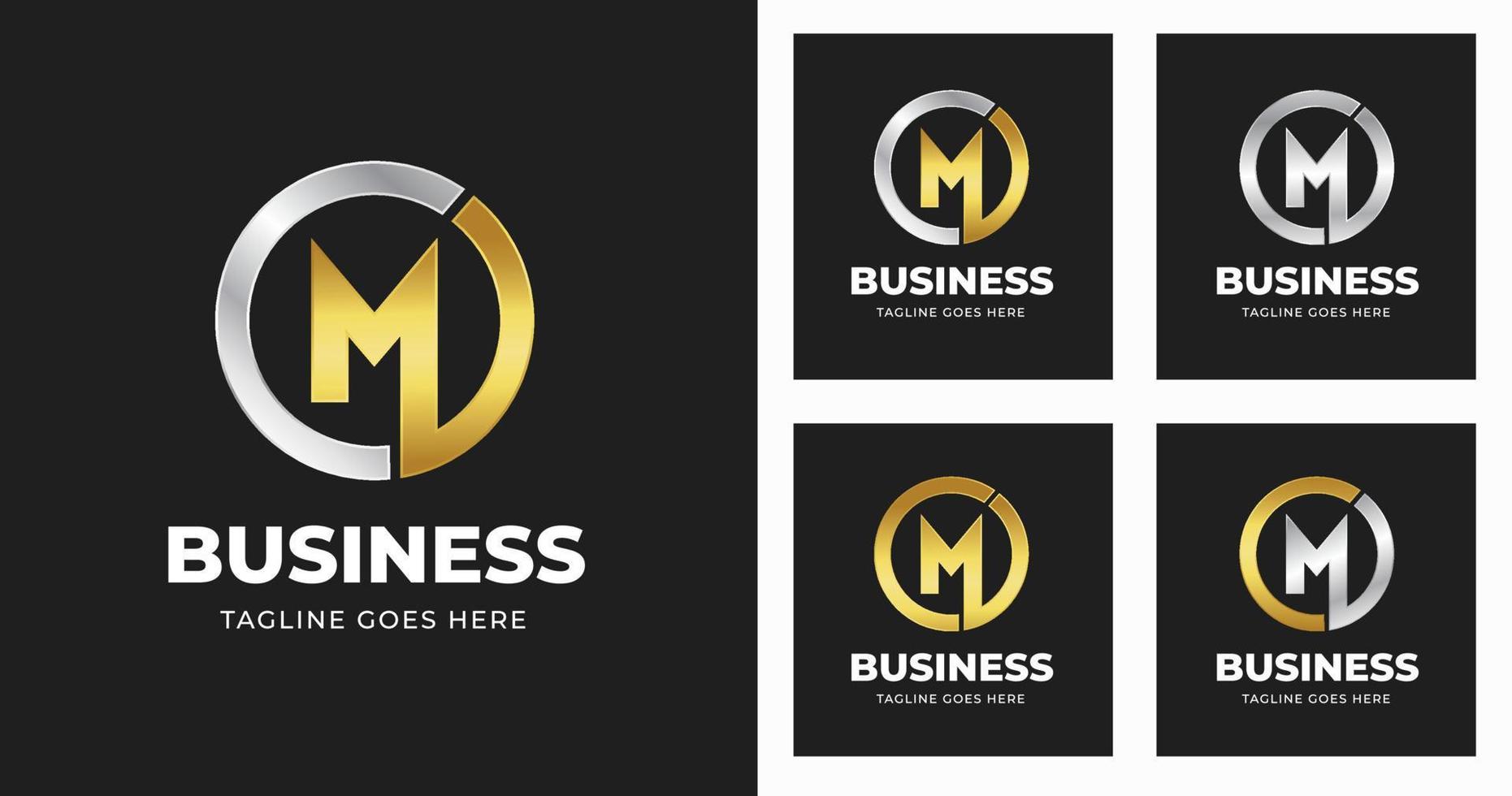 Letter M logo design template with luxury circle shape style vector