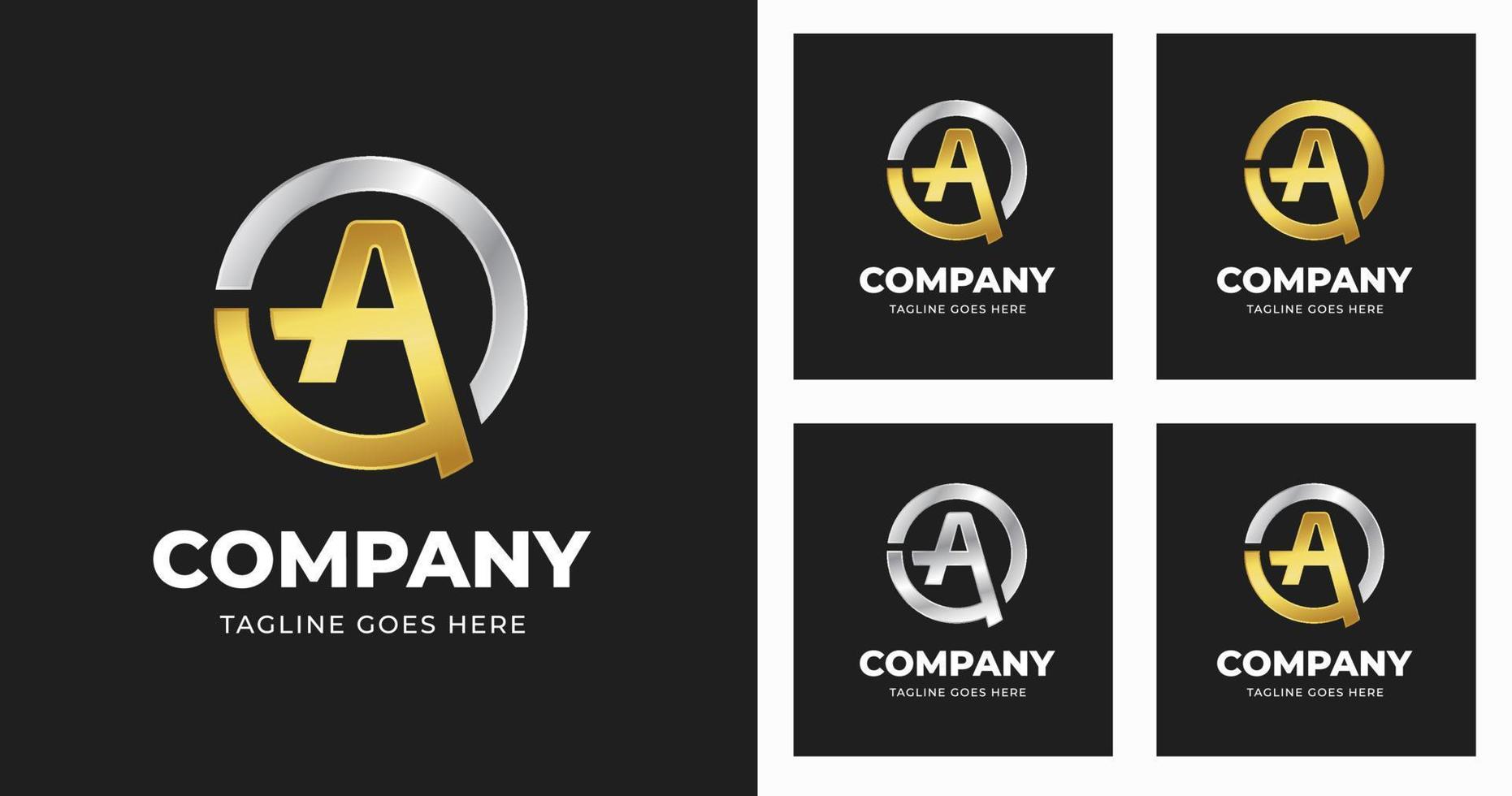 Letter A logo template design with luxury circle variation concept modern vector