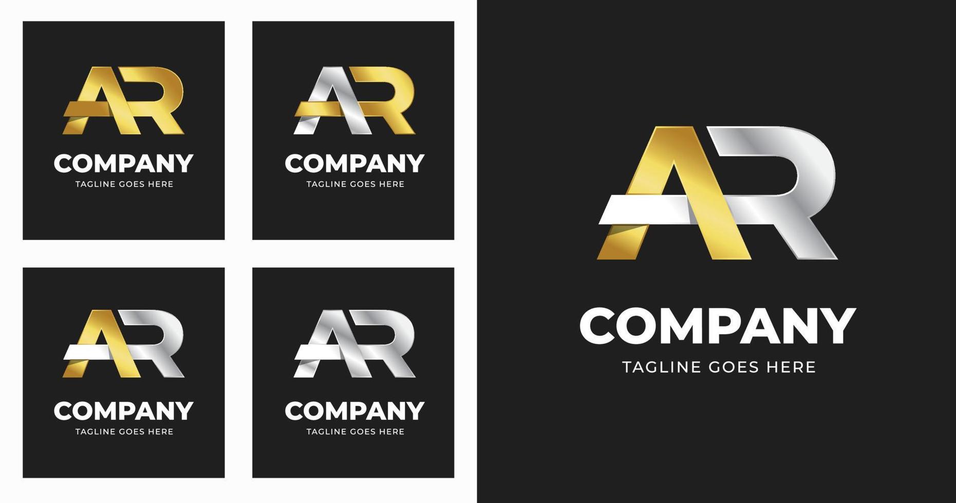 diseño de plantilla de logotipo de letra ar con concepto de variación de lujo moderno vector