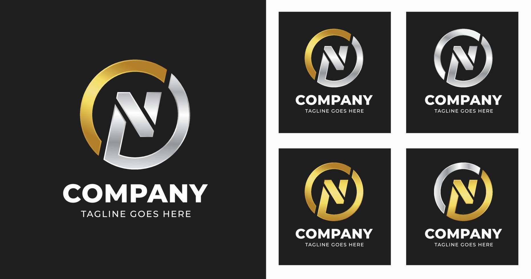 Letter N logo design template with luxury circle shape style vector