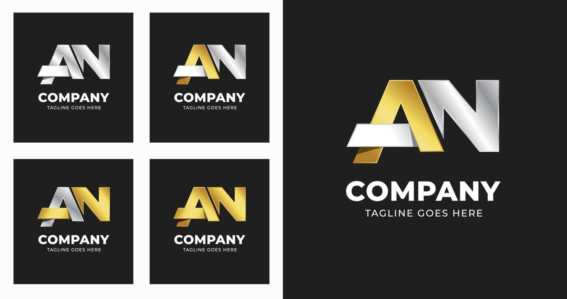 Letter A N logo template design with luxury variation concept modern vector