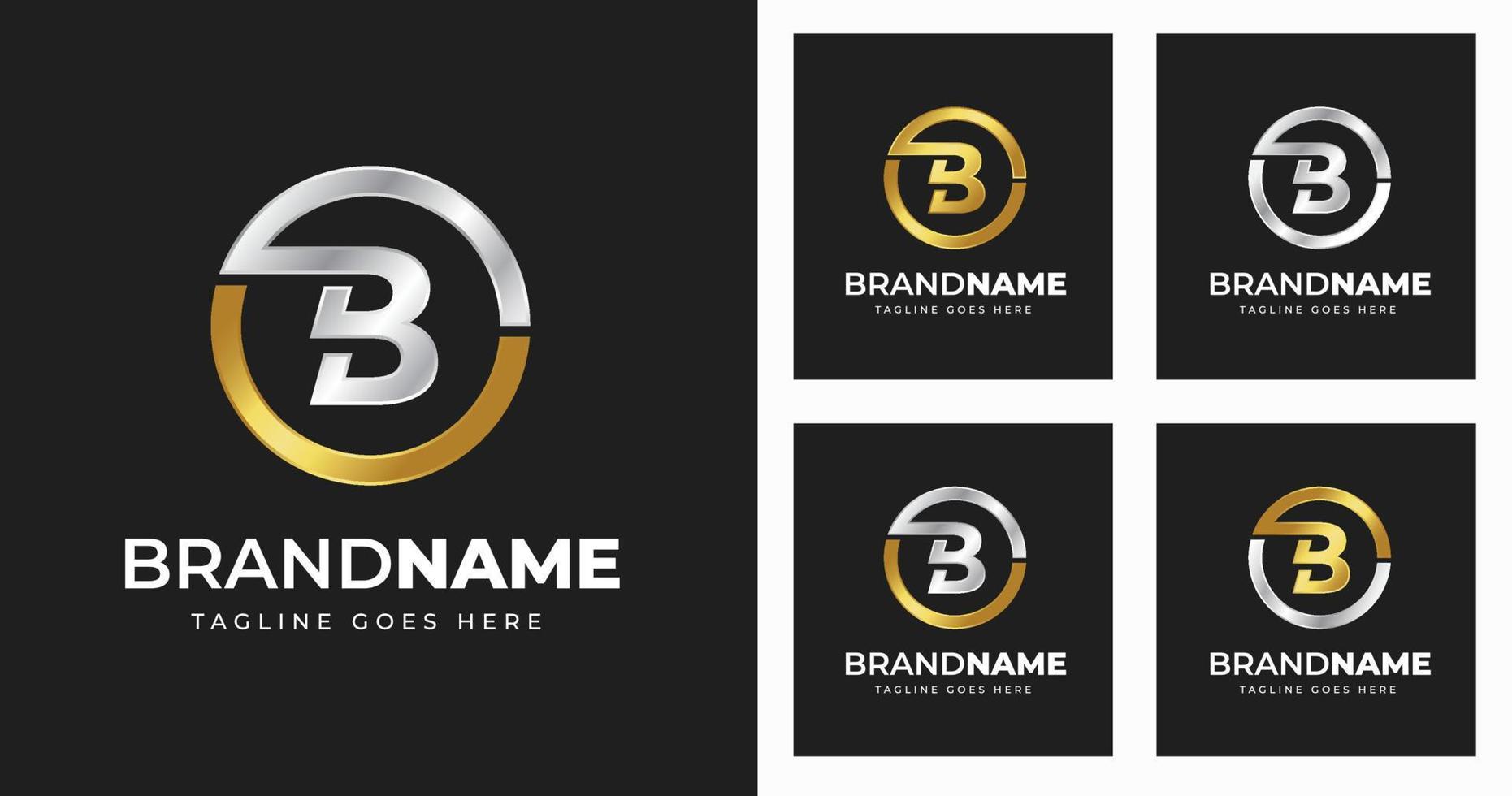 Letter B logo template design with luxury circle variation concept modern vector