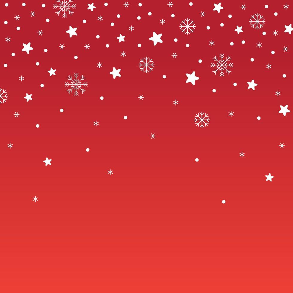 Cute Merry Christmas Star Snow Snowflake Confetti Element Ditsy Sprinkle Sparkle Shine Small Polkadot Spring Line Abstract Gradient Red Pattern Frame Background for Christmas Party vector