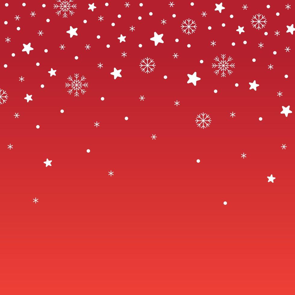 lindo feliz navidad estrella nieve copo de nieve confeti elemento ditsy espolvorear brillar pequeño lunares primavera línea abstracto degradado rojo patrón marco fondo para fiesta de navidad vector