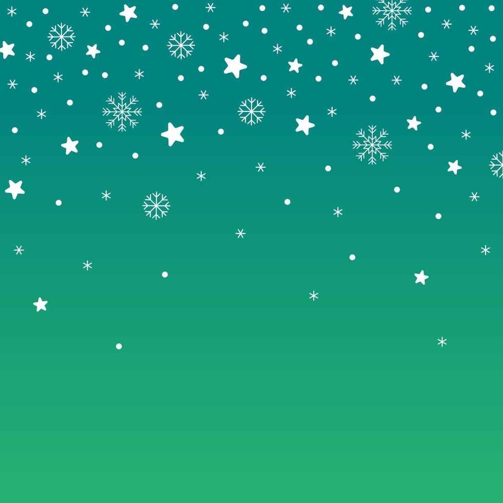 Cute Merry Christmas Star Snow Snowflake Confetti Element Ditsy Sprinkle Sparkle Shine Small Polkadot Spring Line Abstract Gradient Green Pattern Frame Background for Christmas Party vector