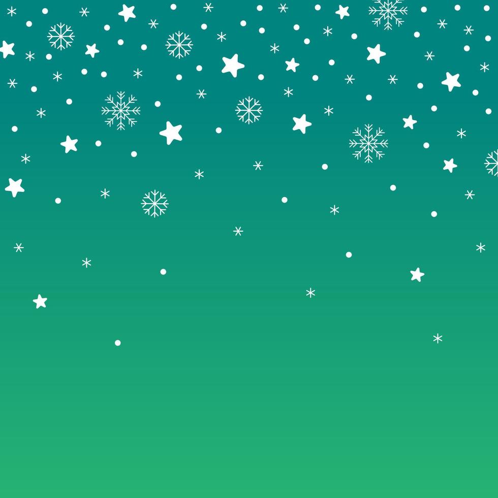 lindo feliz navidad estrella nieve copo de nieve confeti elemento ditsy espolvorear brillar pequeño lunares primavera línea resumen gradiente verde patrón marco fondo para fiesta de navidad vector