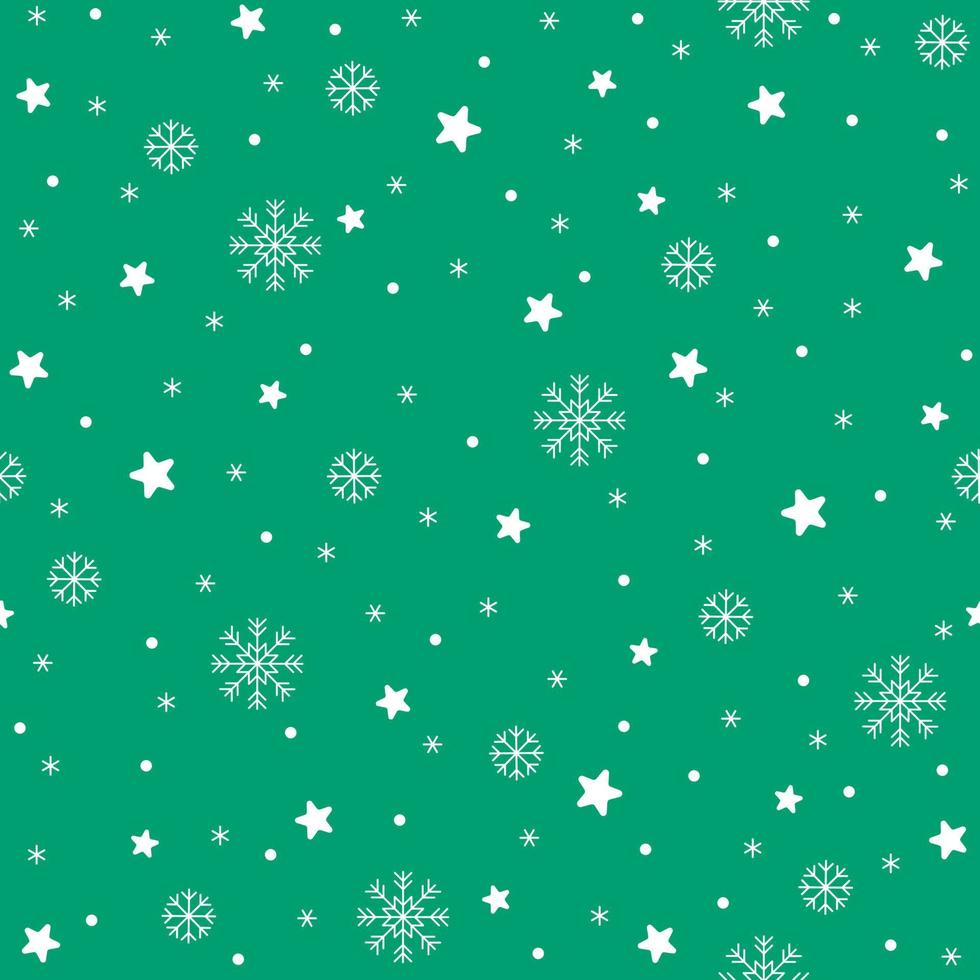 Cute Merry Christmas Star Snow Snowflake Confetti Element Ditsy Sprinkle Sparkle Shine Small Polkadot Spring Line Abstract Colorful Pastel Green Seamless Pattern Background for Christmas Party vector