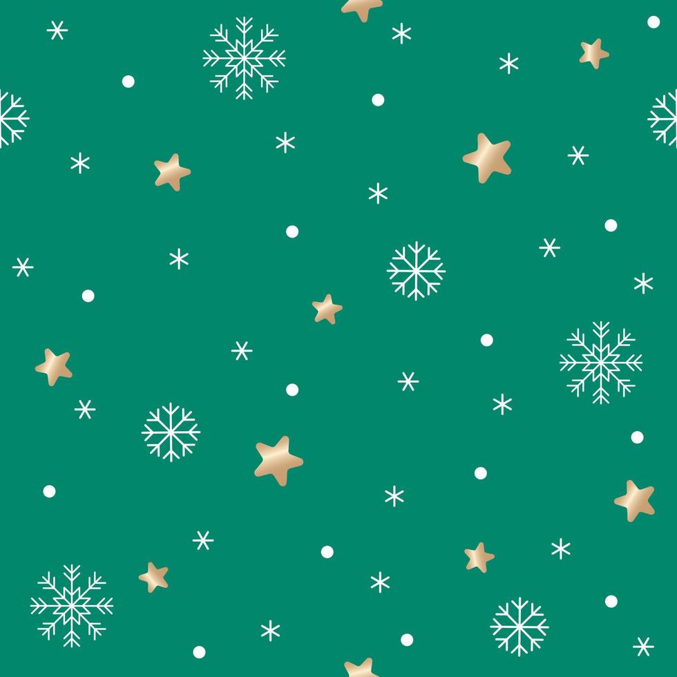Cute Merry Christmas Star Snow Snowflake Confetti Element Ditsy Sprinkle Sparkle Shine Small Polkadot Spring Line Abstract Colorful Pastel Green Seamless Pattern Background for Christmas Party vector