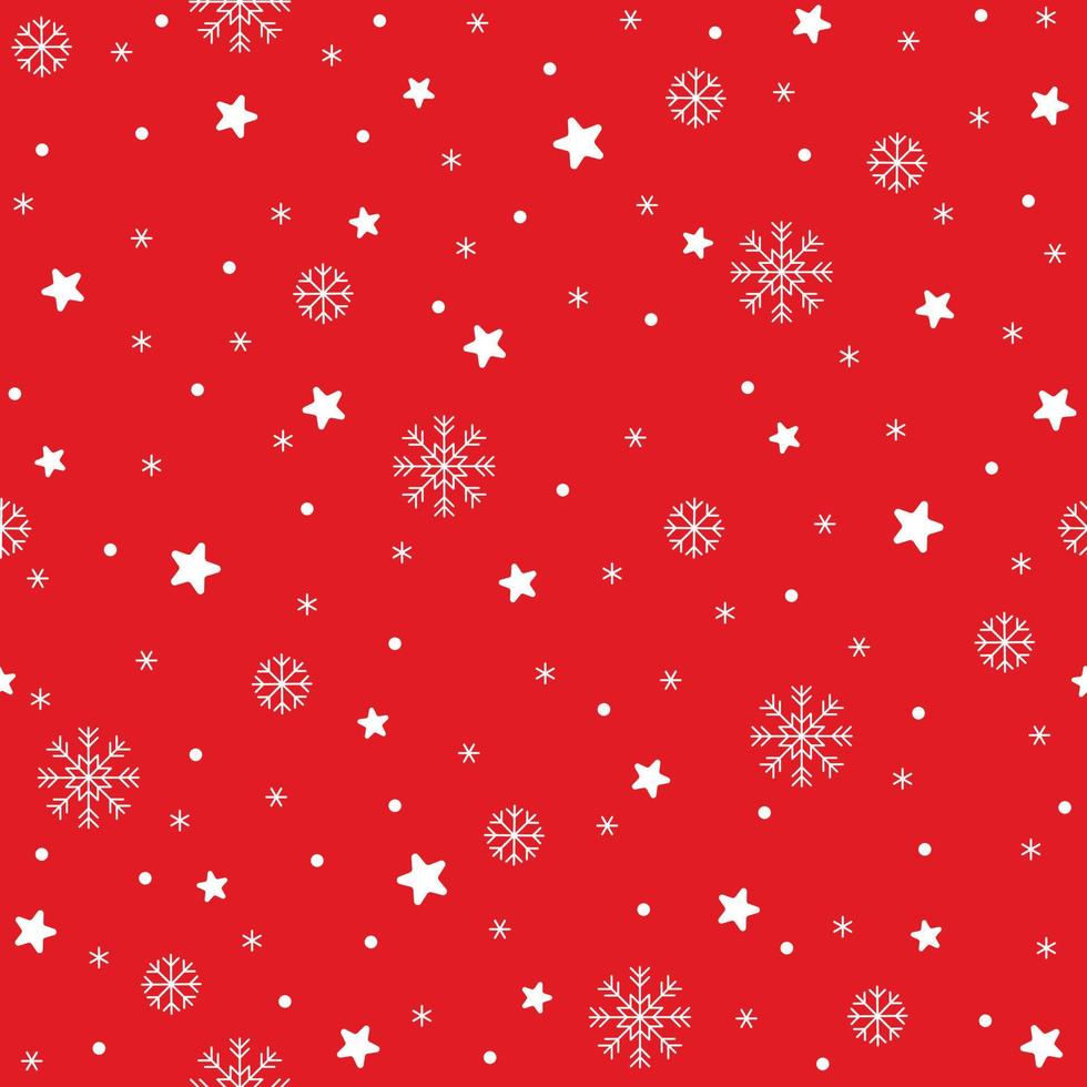 Cute Merry Christmas Star Snow Snowflake Confetti Element Ditsy Sprinkle Sparkle Shine Small Polkadot Spring Line Abstract Colorful Pastel Red Seamless Pattern Background for Christmas Party vector