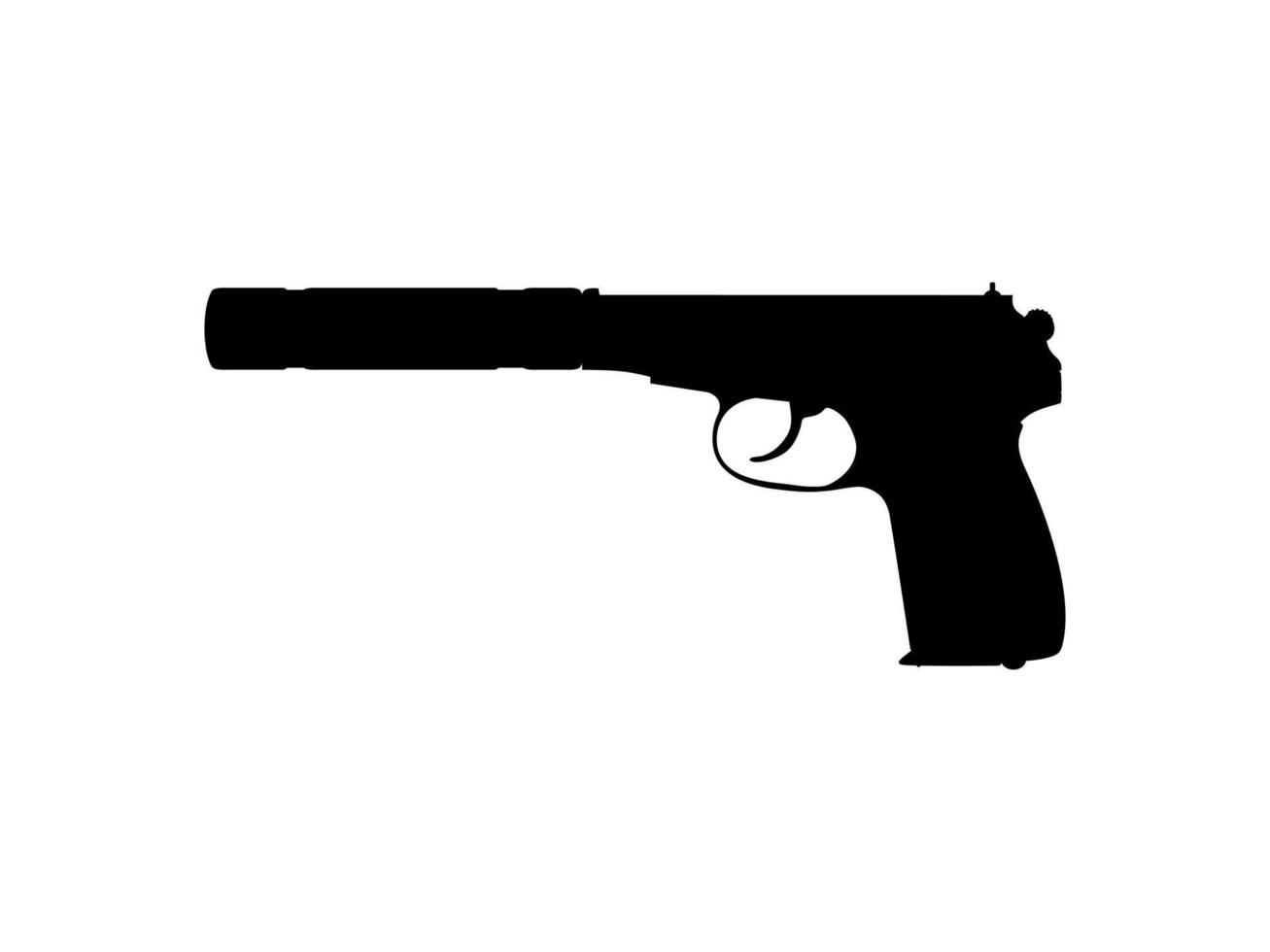 Silhouette Pistol Gun Pistol for Art Illustration, Logo, Pictogram, Website or Graphic Design Element. Vector Illustration