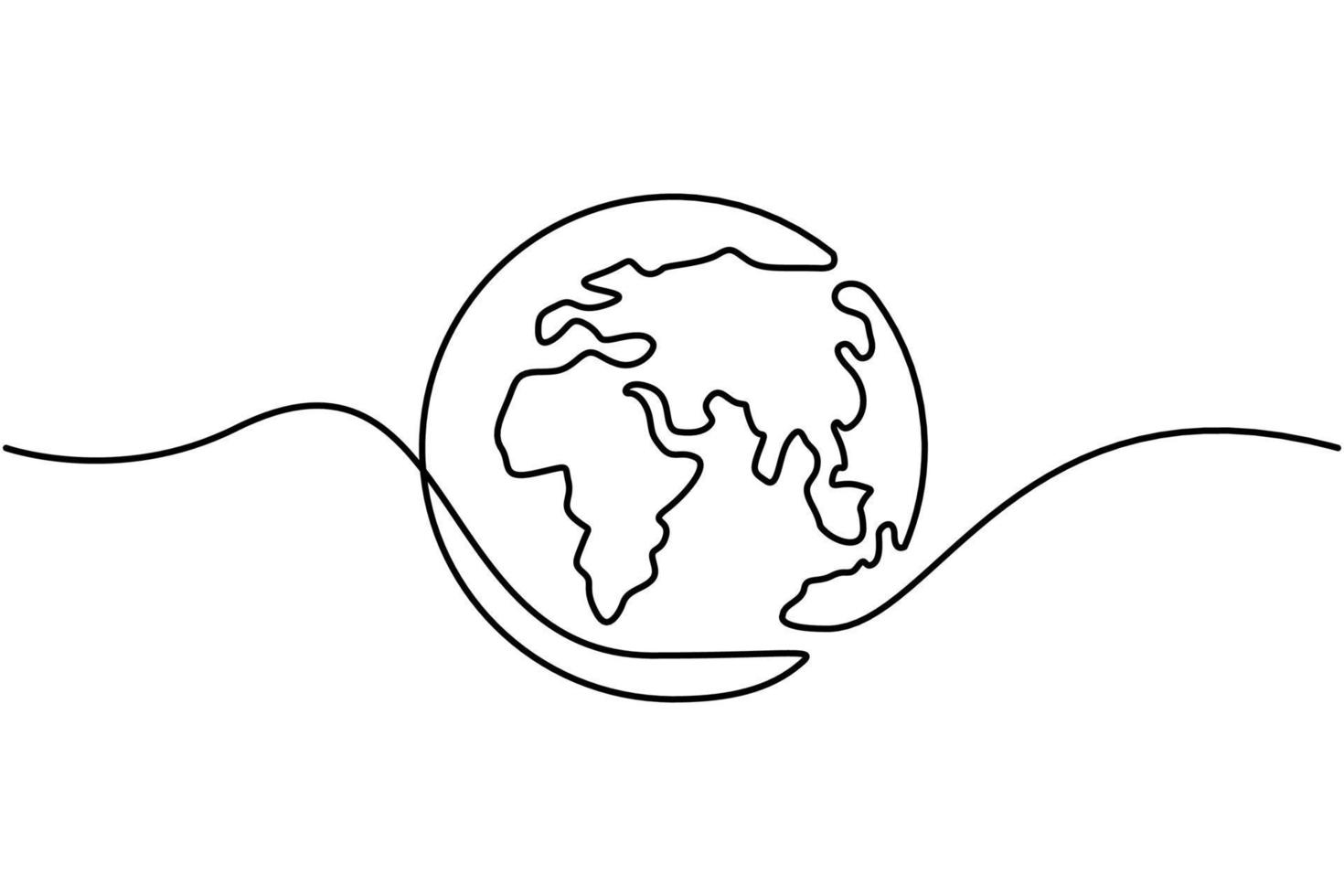 una línea continua dibujando un vector de mapa mundial sobre fondo blanco. concepto de composición de línea y punto de mapa mundial de negocios globales. ilustración vectorial vector libre