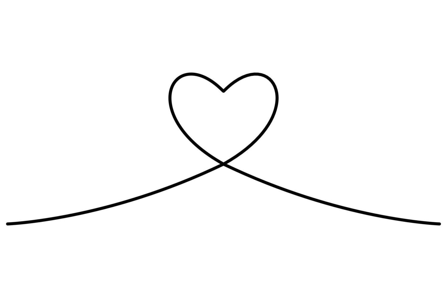 Continuous heart black line icon. Continuous line drawing love symbol on white background. Decoration element for valentine, wedding, invitation card. Vector illustration. Free Vector