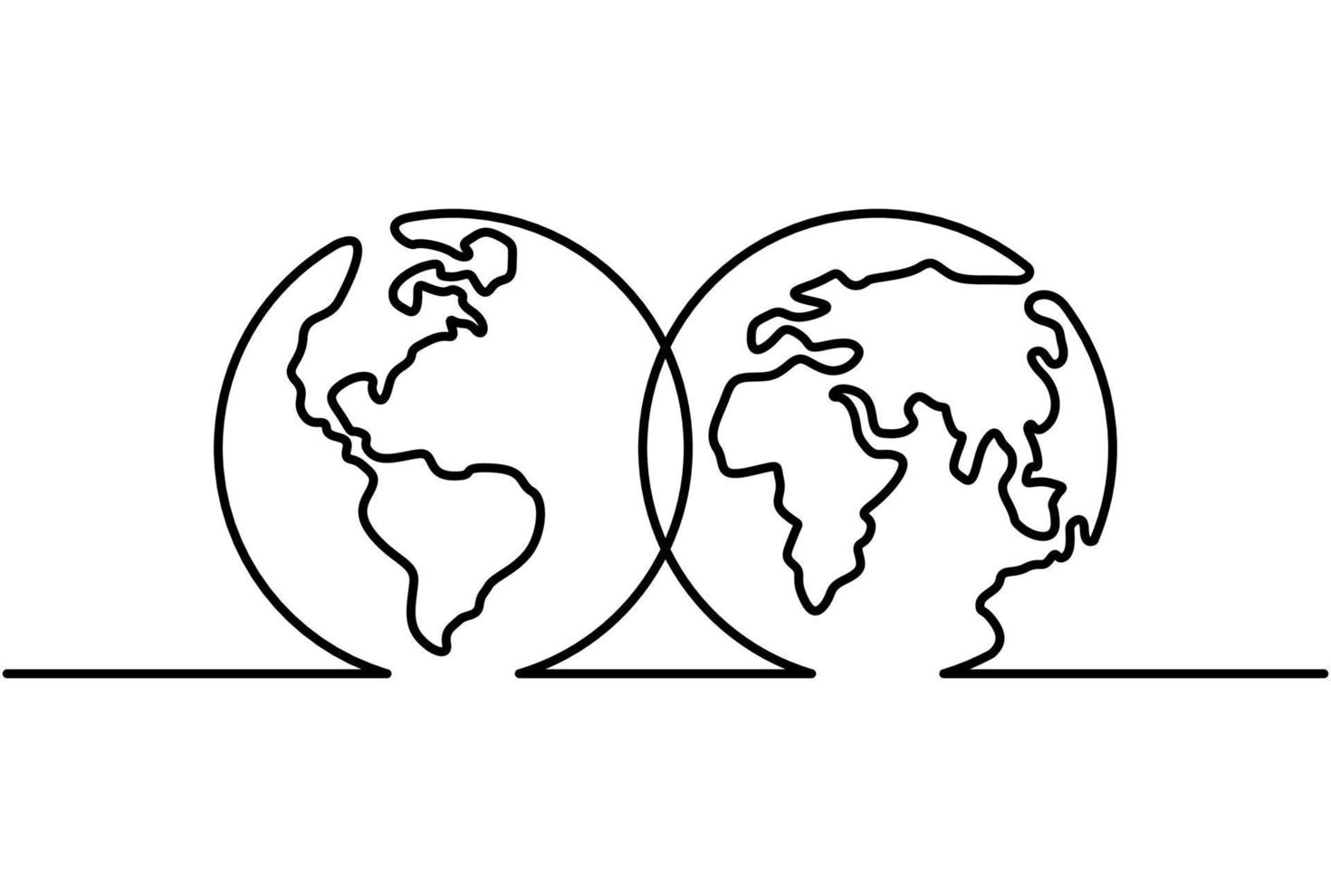 Continuous one line drawing a world map vector on white background. World map point and line composition concept of global business. Vector illustration Free Vector