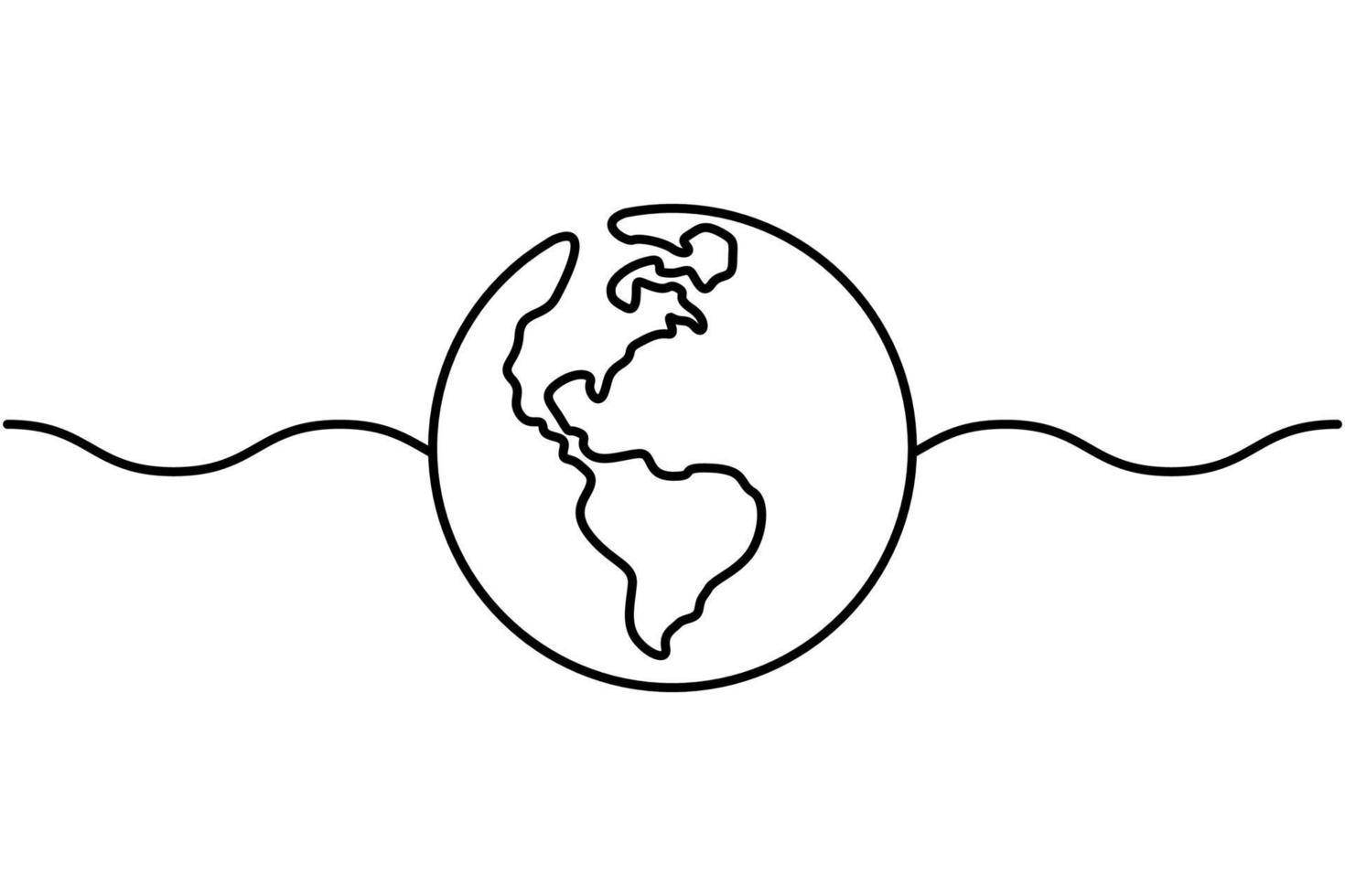 Continuous one line drawing a world map vector on white background. World map point and line composition concept of global business. Vector illustration Free Vector