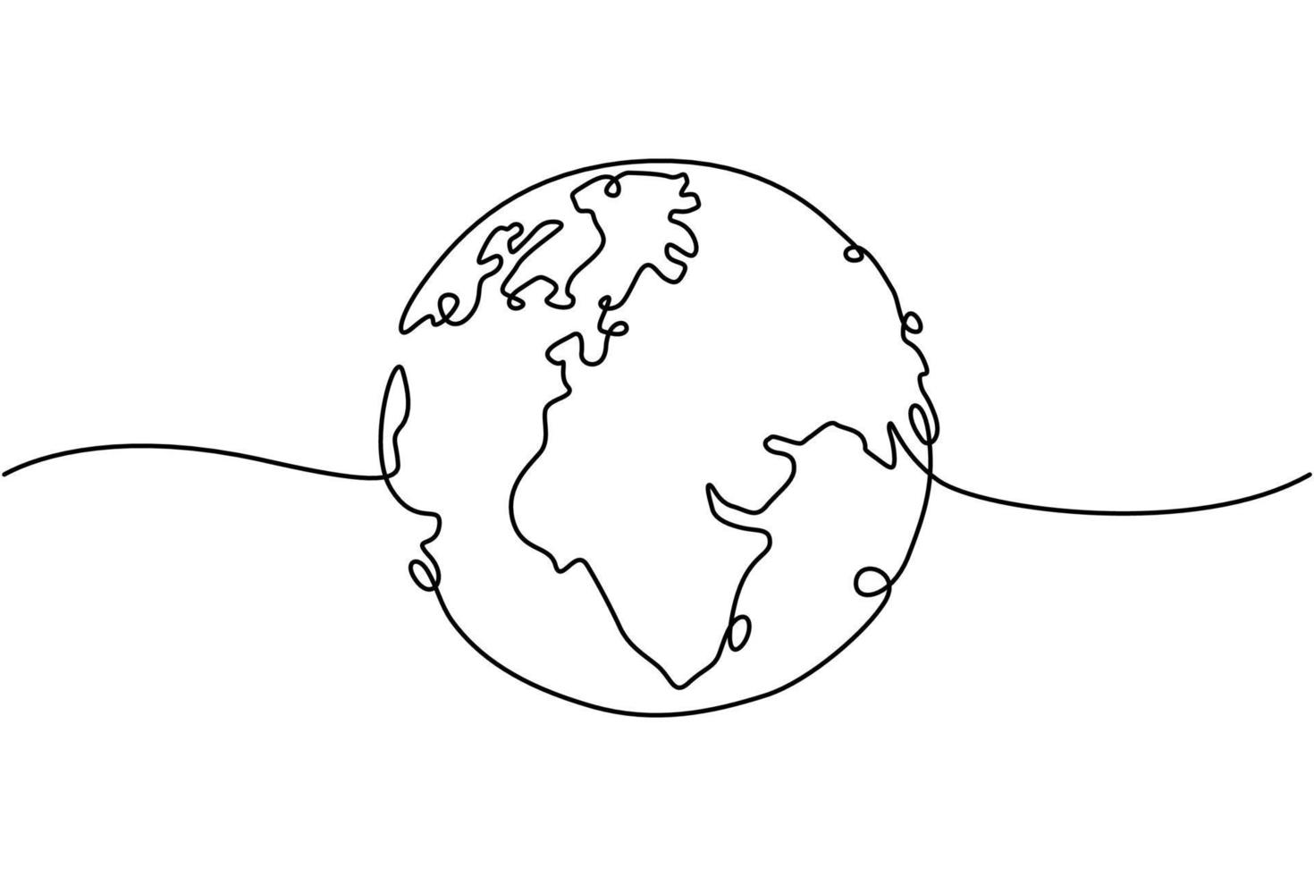 una línea continua dibujando un vector de mapa mundial sobre fondo blanco. concepto de composición de línea y punto de mapa mundial de negocios globales. ilustración vectorial vector libre