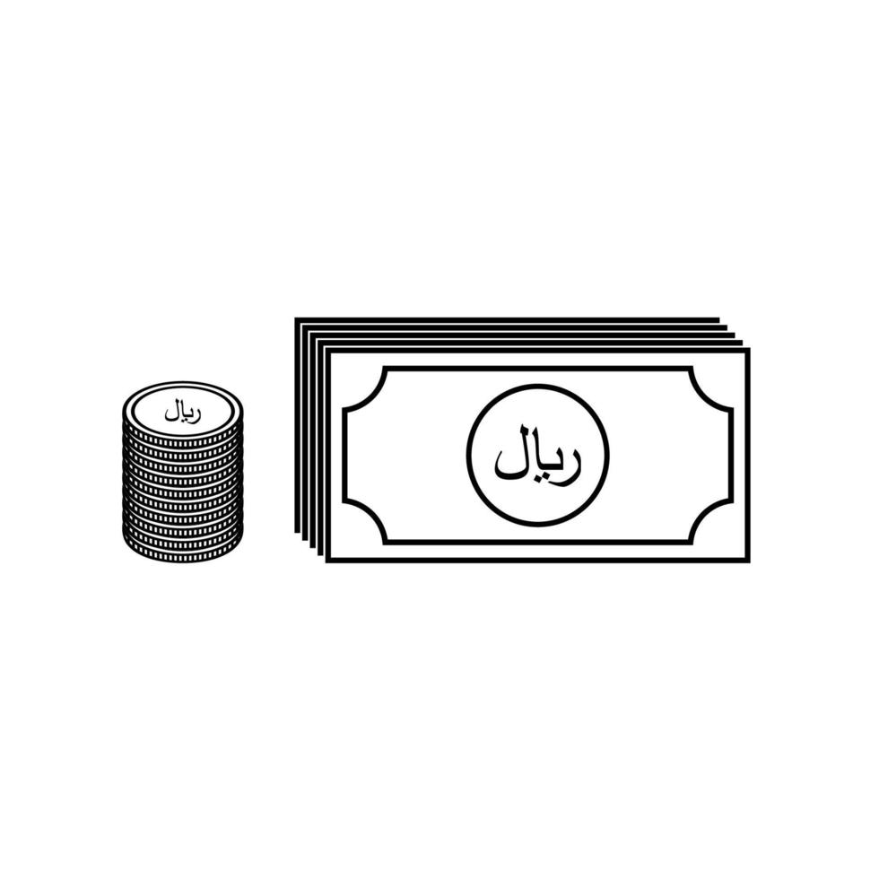 Rial Sign also known as Riyal Sign for Icon, Symbol, Pictogram, Website, Art Illustration or Graphic Design Element. Vector Illustration