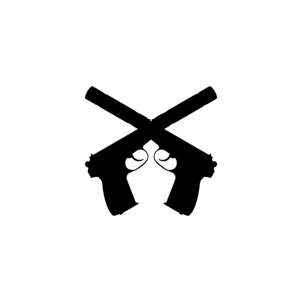 Silhouette Pistol Gun Pistol for Art Illustration, Logo, Pictogram, Website or Graphic Design Element. Vector Illustration