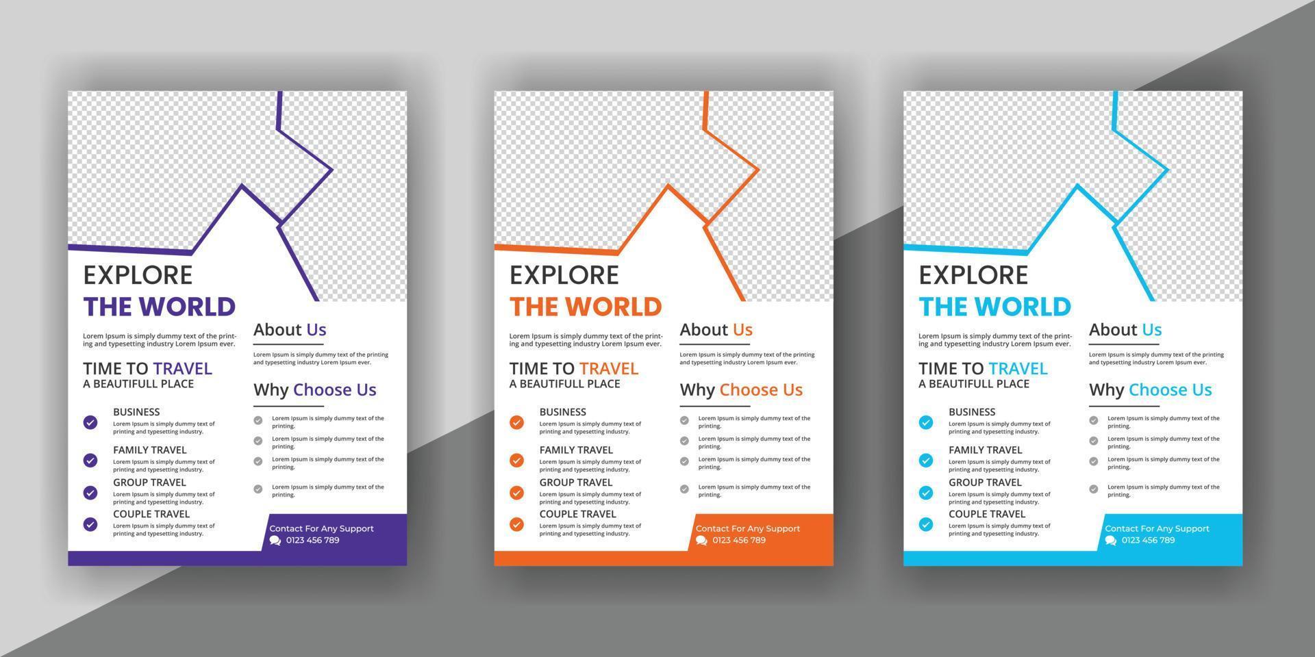 Travel flyer or poster brochure design free downlaod vector