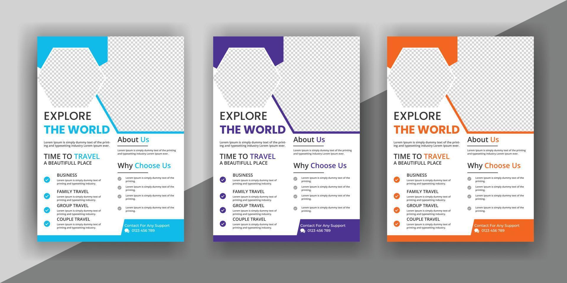 Travel flyer or poster brochure design free downlaod vector