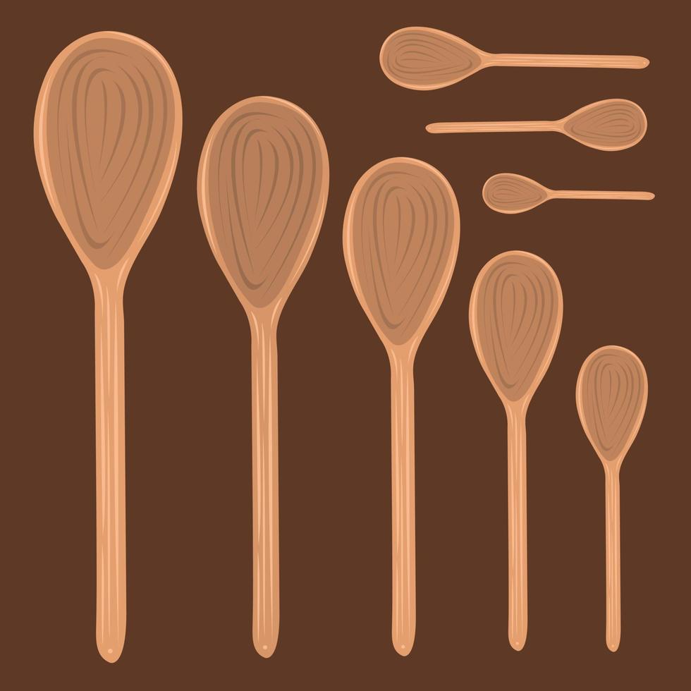Wooden spoon set vector illustration for graphic design and decorative
