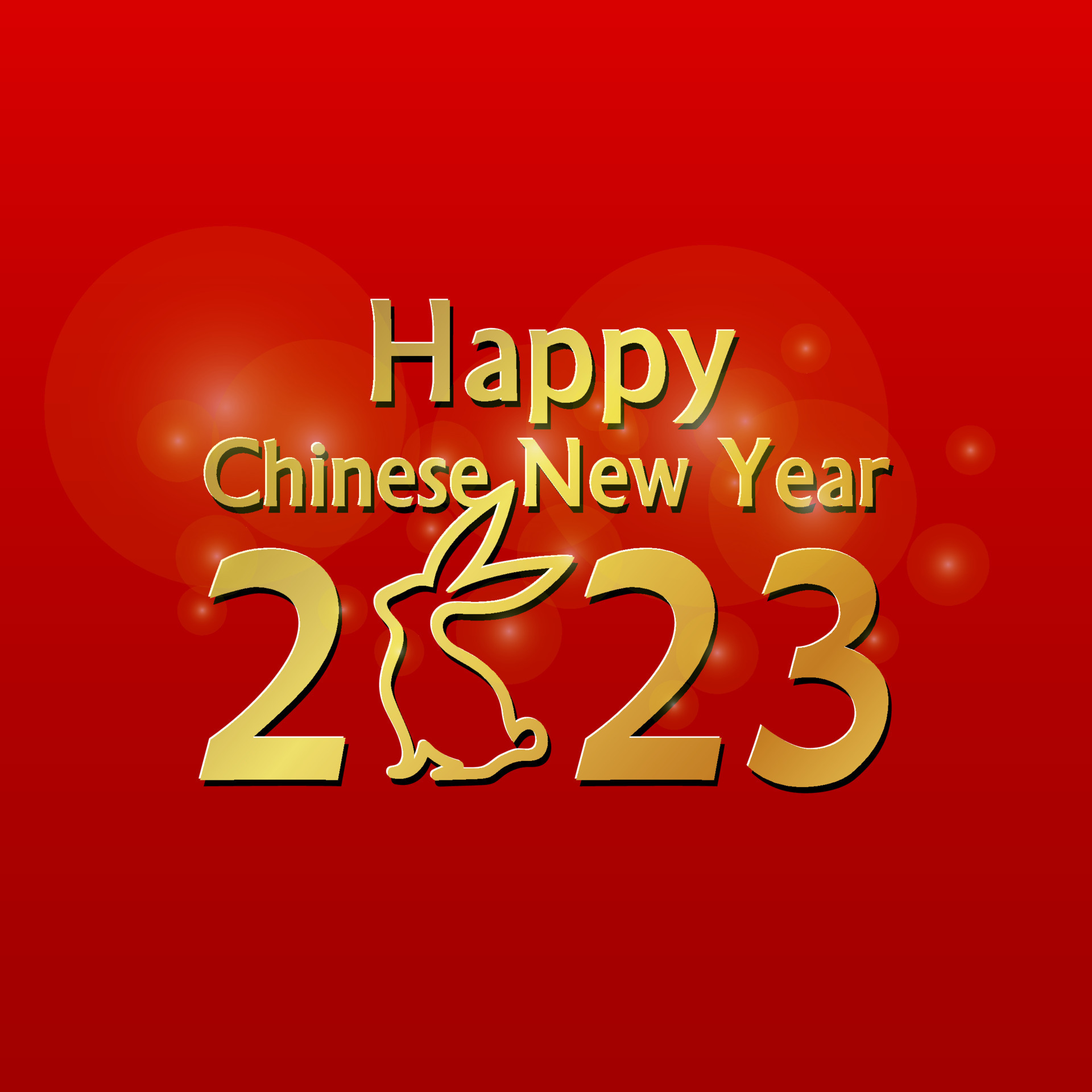 happy chinese new year logo with rabbit symbol and red background