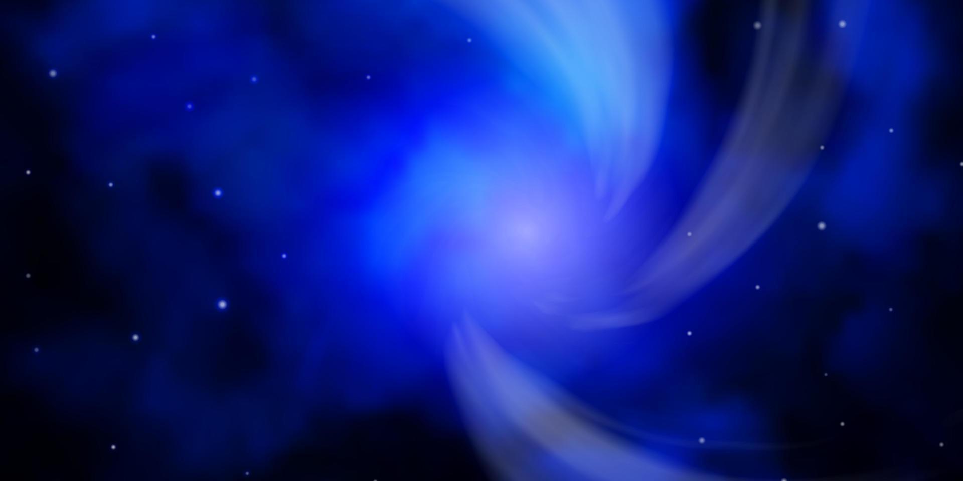 Dark BLUE vector background with colorful stars.