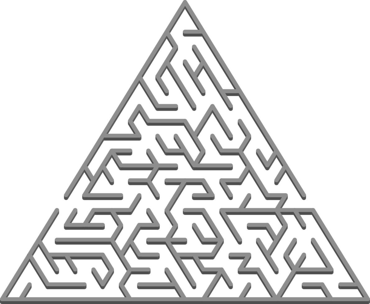 Vector texture with a gray triangular 3D maze, game.