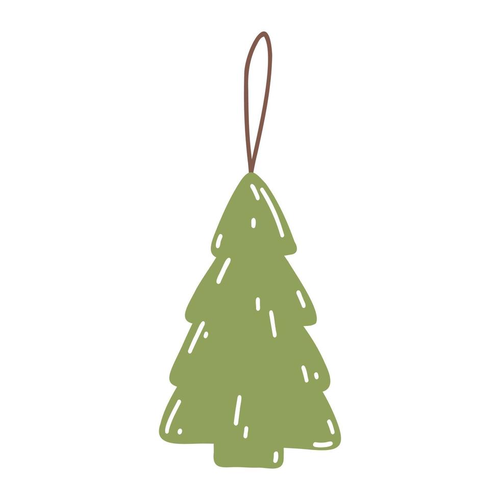 juguete de árbol de navidad en estilo plano de dibujos animados. ilustración vectorial dibujada a mano del adorno de año nuevo, decoración festiva. vector