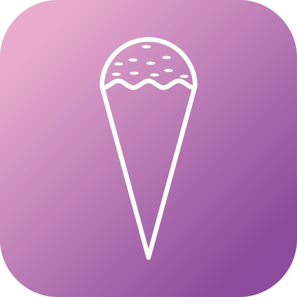 icono de línea de vector de helado de cono único