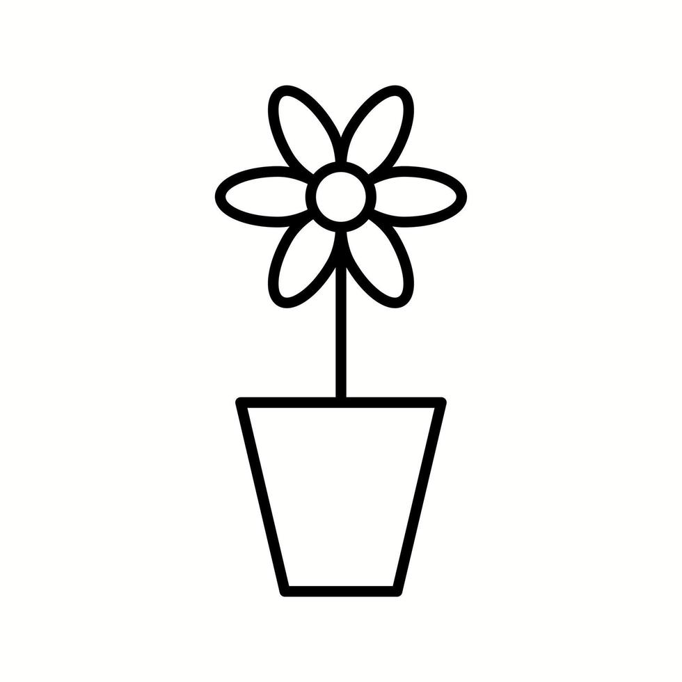 planta única en icono de línea de vector de maceta