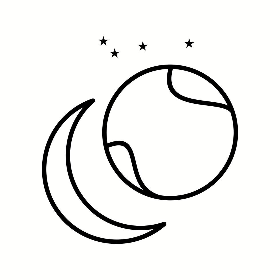Unique Star orbiting Earth Vector Line Icon
