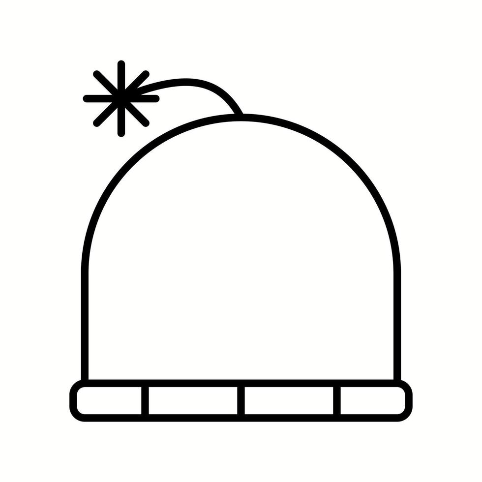 icono de línea de vector de gorro de invierno único