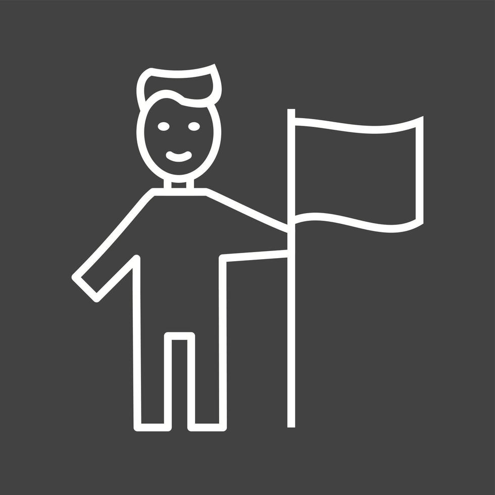 Unique Man With Flag Vector Line Icon
