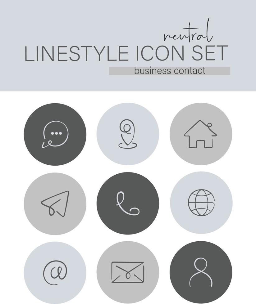 Linestyle Icon Set Business Contact vector