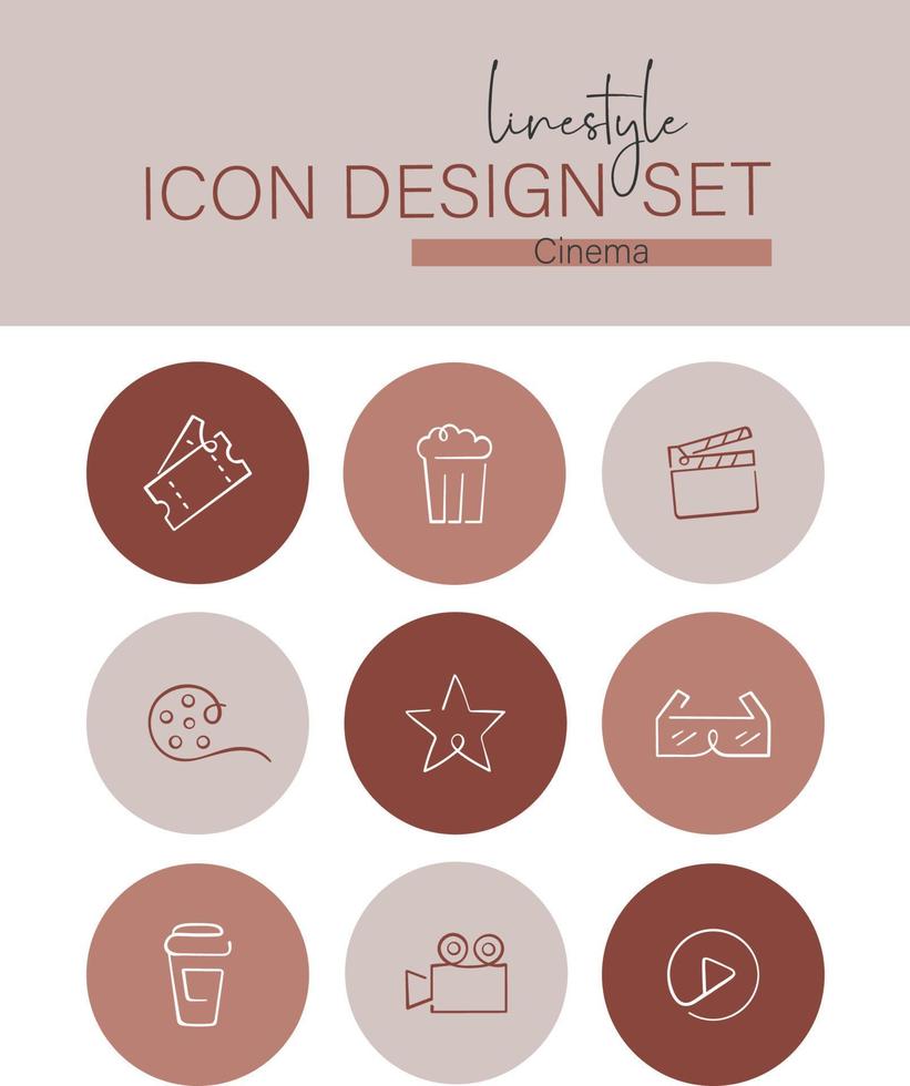 Linestyle Icon Design Set Cinema vector