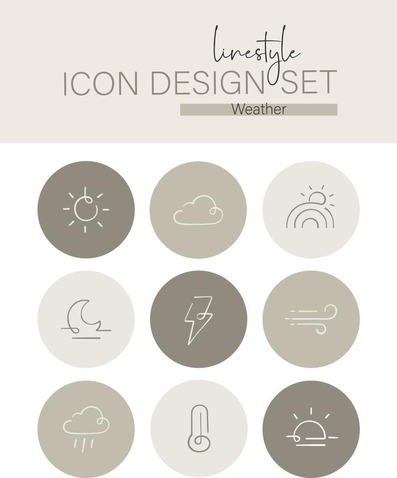 Linestyle Icon Design Set Weather vector