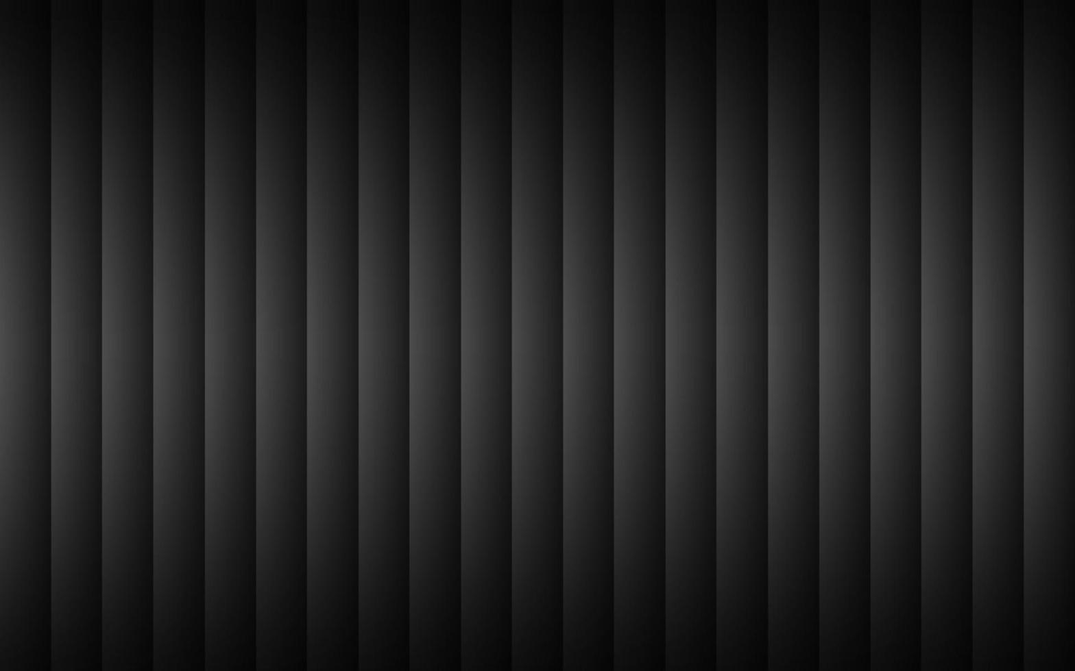 Black striped steel metal texture. Dark abstract background with vertical stripes and grey gradients. Vector illustration