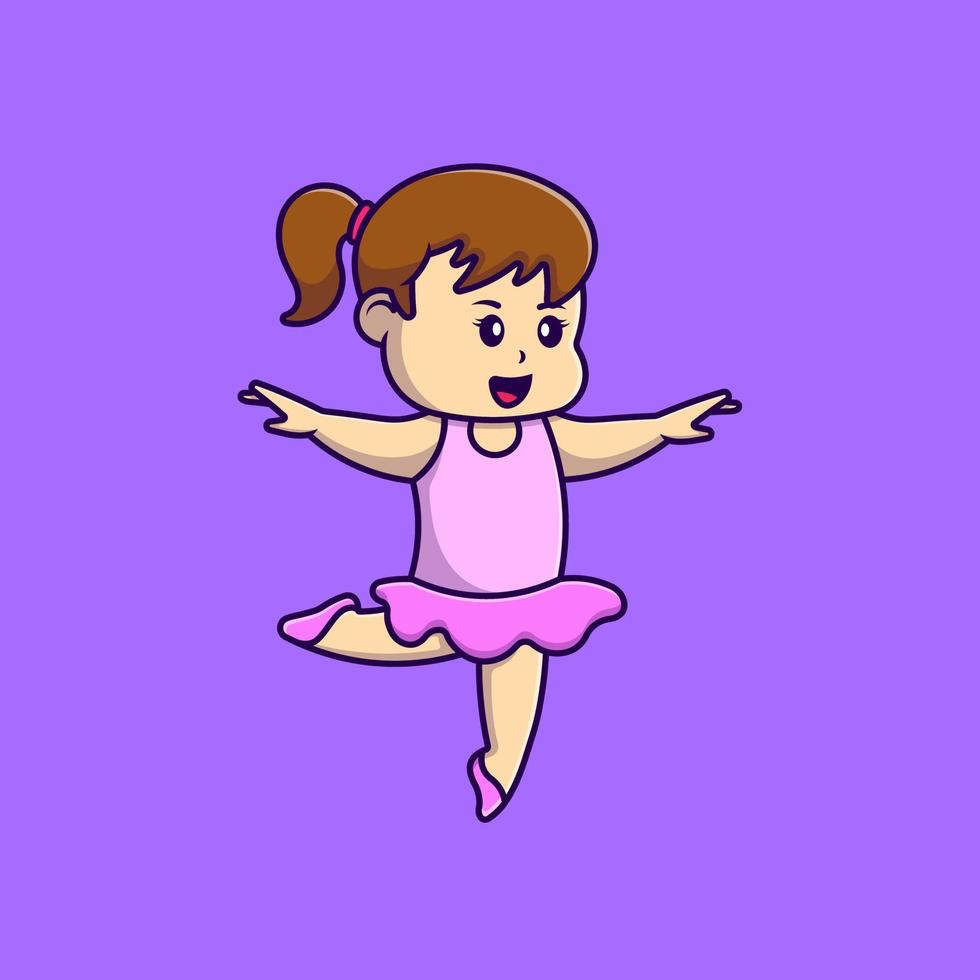ilustración de iconos de vector de dibujos animados de bailarina de niña linda. concepto de caricatura plana. adecuado para cualquier proyecto creativo.