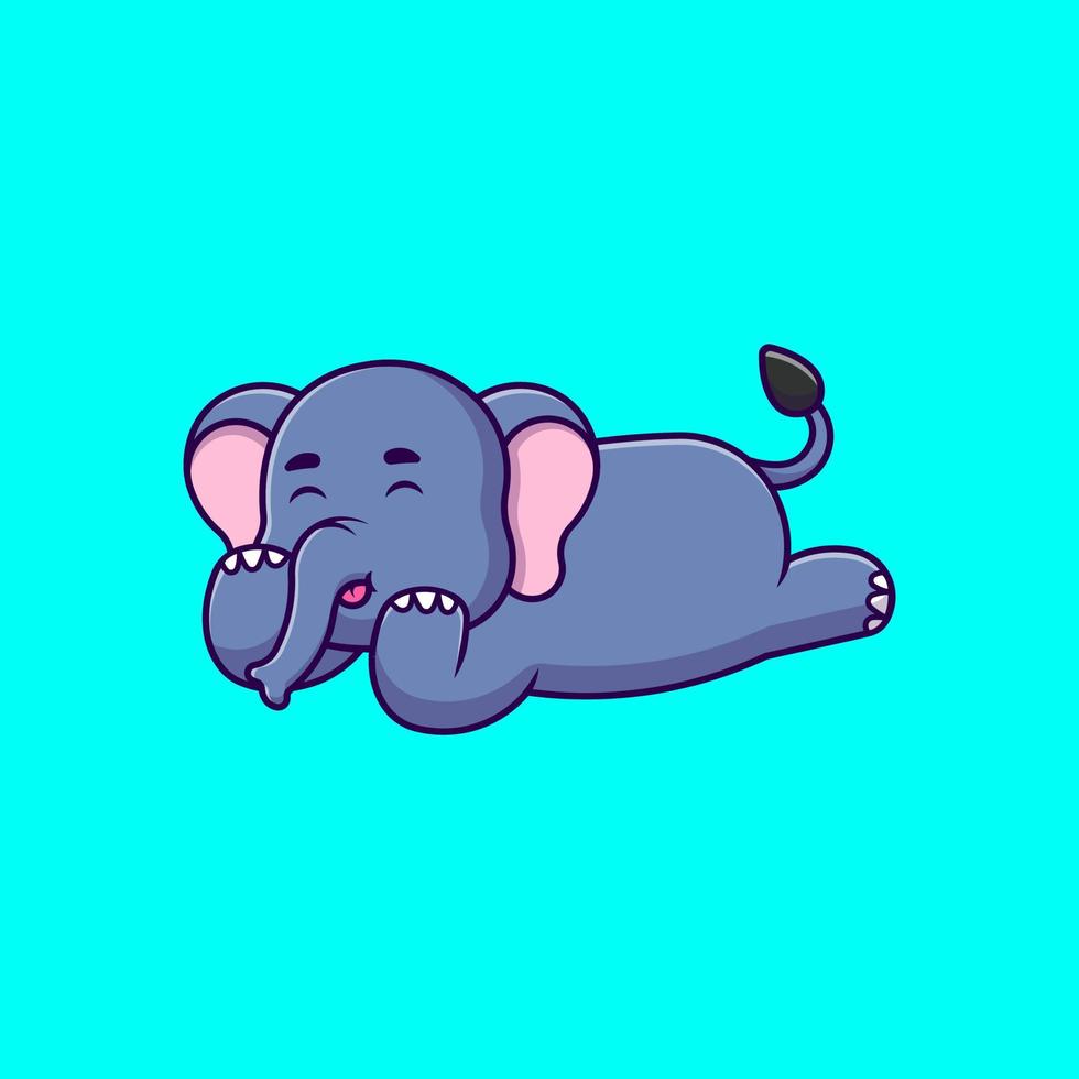 Cute Elephant Lying Cartoon Vector Icons Illustration. Flat Cartoon Concept. Suitable for any creative project.