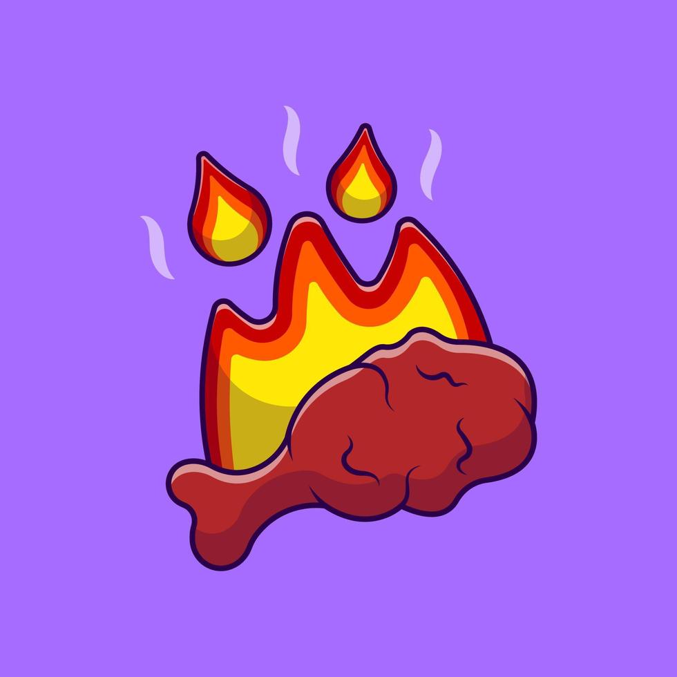 ala de pollo picante con ilustración de iconos de vector de dibujos animados de fuego. concepto de caricatura plana. adecuado para cualquier proyecto creativo.