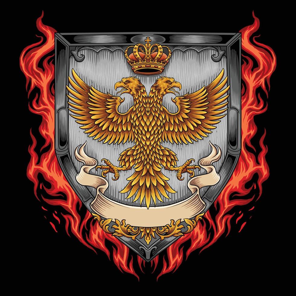Albania Eagle with shield and crown on fire vector