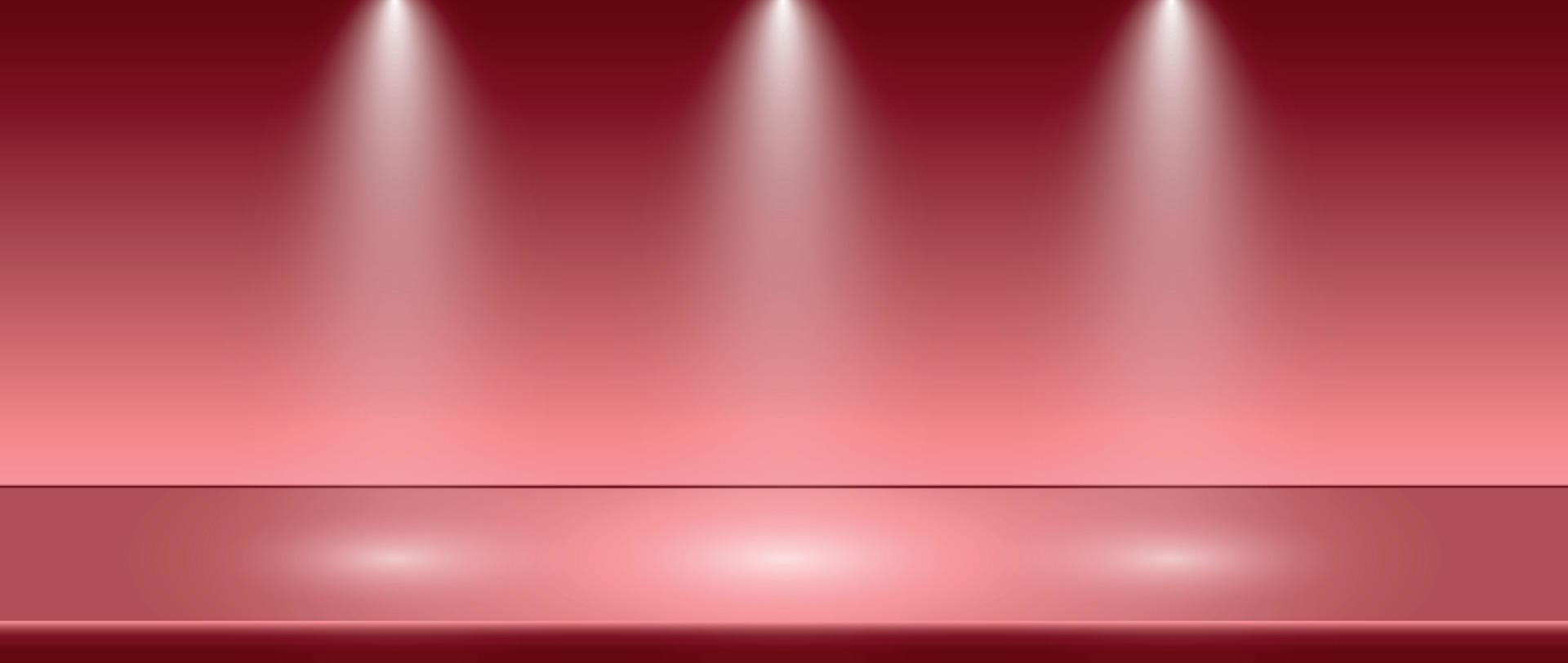 Vector empty red color studio room background ,product display with copy space