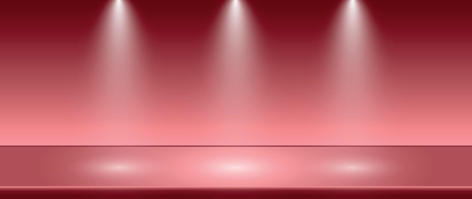 Vector empty red color studio room background ,product display with copy space