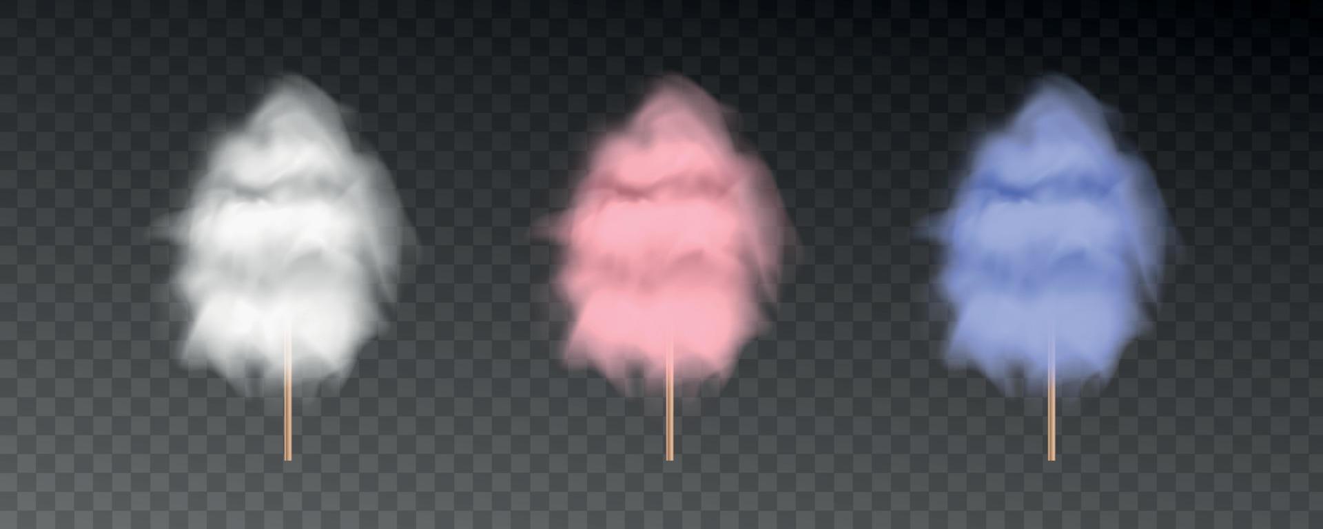 White, pink and blue cotton candy. Realistic vector illustration