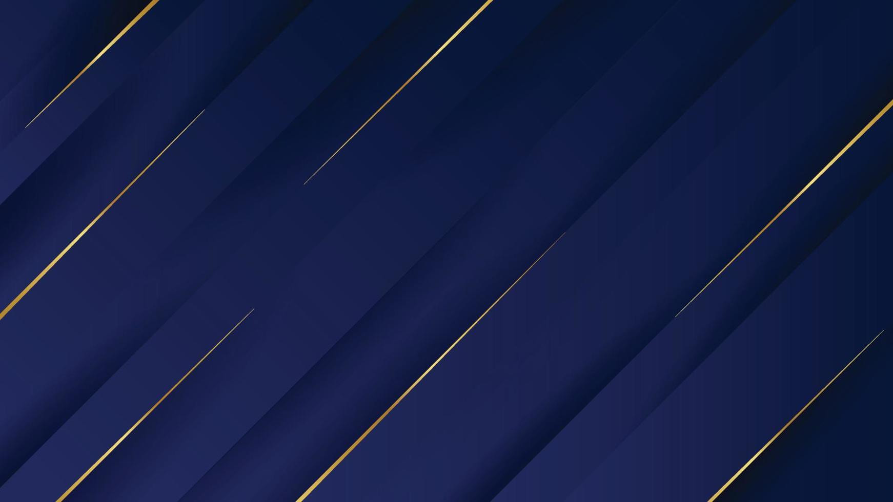 Abstract gradient navy blue with luxury golden line template. vector