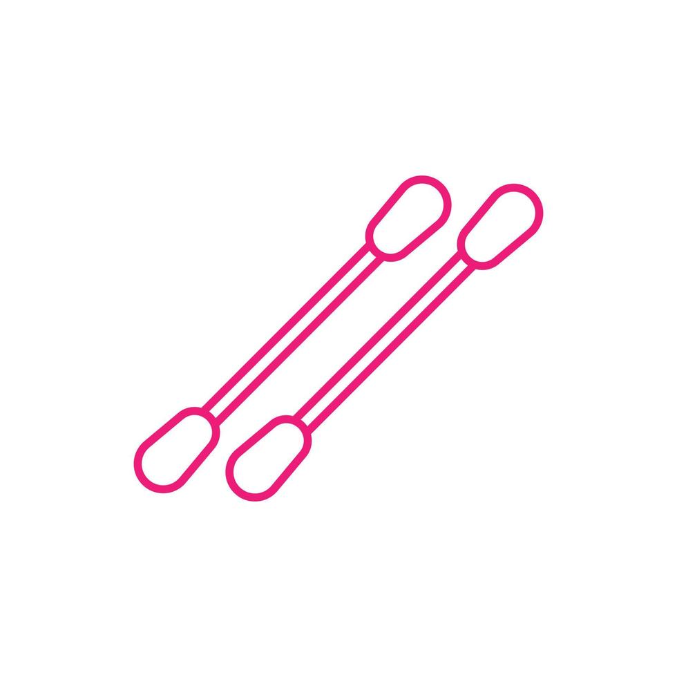 eps10 pink vector cotton swabs line art icon isolated on white background. cotton buds or sticks outline symbol in a simple flat trendy modern style for your website design, logo, and mobile app