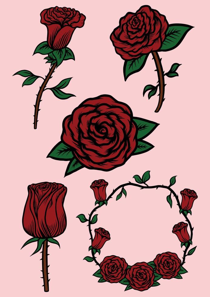 ilustración de paquete de rosas vector