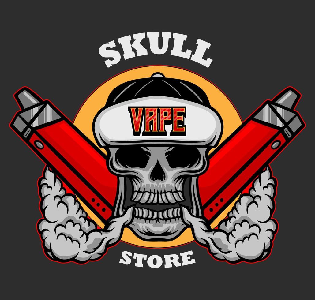 skull vape store logo illustration vector